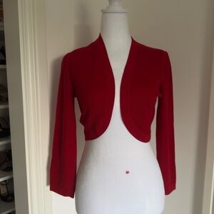 Carolina Herrera Red Knit Poncho Shrug